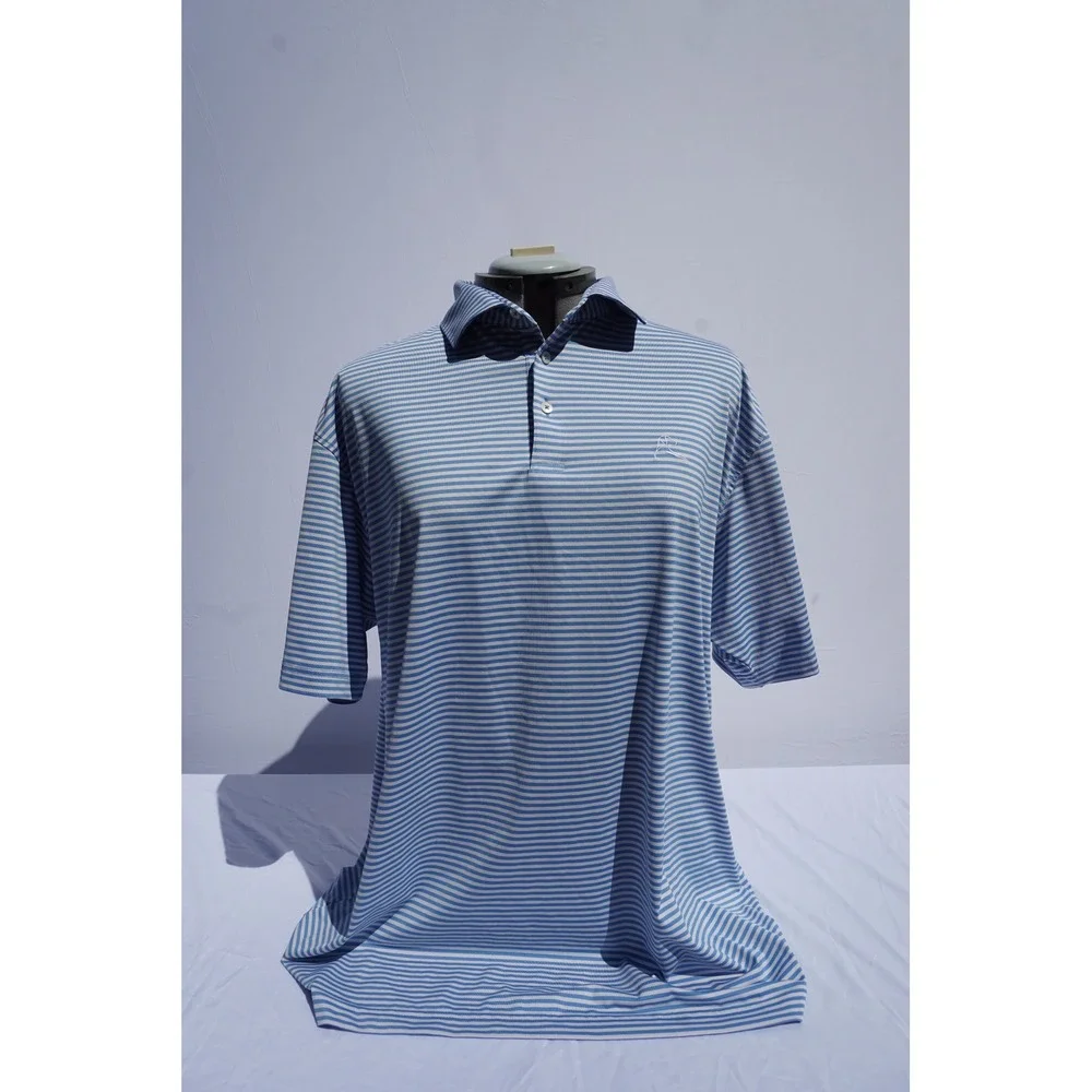 Rhoback Mens Polo, XXL, The Birdie Stripe, Short Stop Blue - Picture 2 of 7